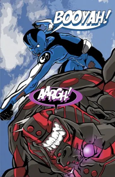 Hotshot throwing hands with the sinister villain known as The Void